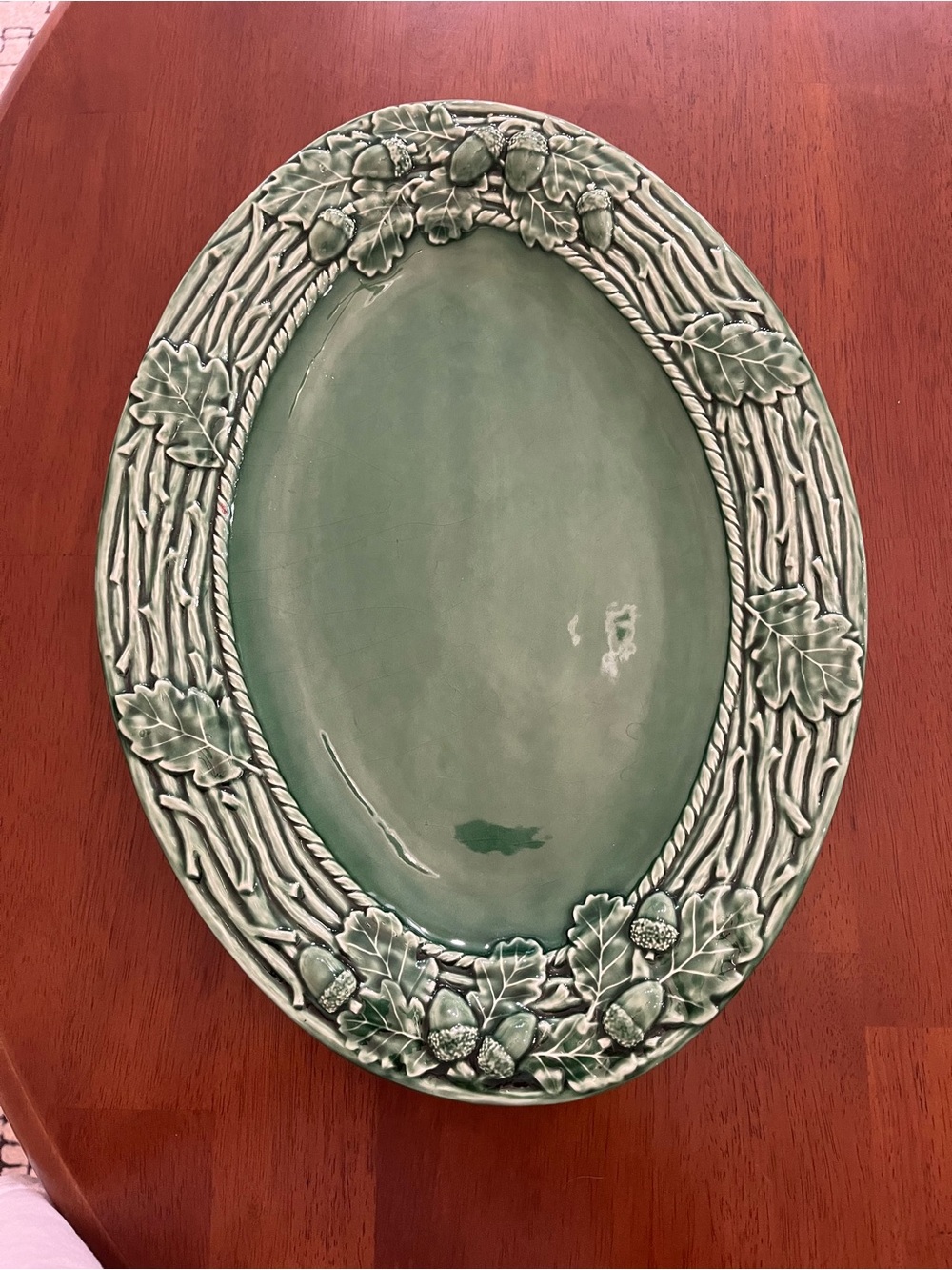 Bordallo Pinheiro Green Oak Leaf and Acorn Serving Platter